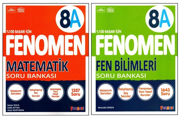 Fenomen 8. Sınıf LGS Matematik (A) + Fen Bilimleri (A) Soru Bankası 2 Kitap
