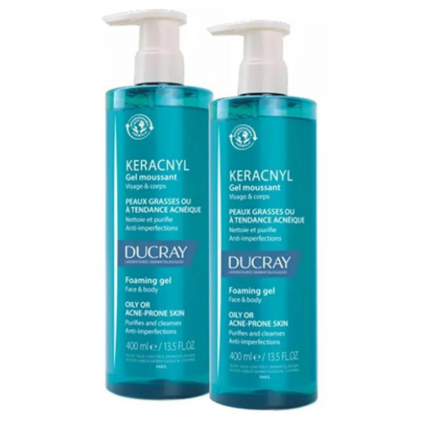 Ducray Keracnyl Yağlı ve Akneye Eğilimli Temizleme Jeli 400+400 ml