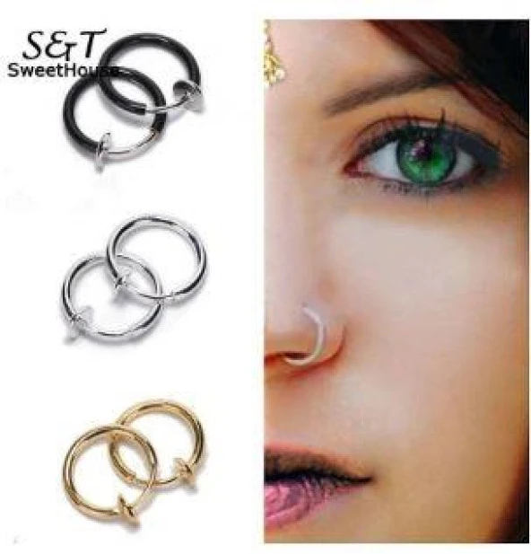 Küpe Kulak Dudak Burun Çelik Piercing Siyah Kadın Erkek İthal 316 L Paslanmaz - Resim 2