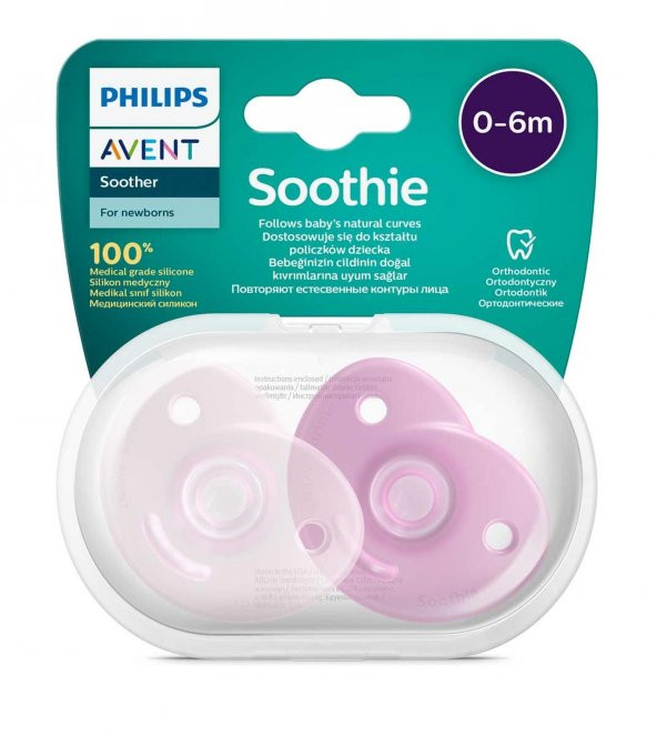 Philips Avent Soothie Ortodontik Saklama Kutulu 2li Emzik 0-6 Ay - Kız