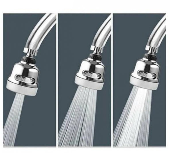 Zhltools Krom Üç Fonksiyonlu 360° Oynar Başlık Tasarruflu Musluk Başlığı - 2