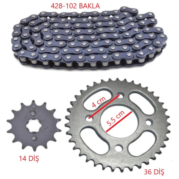 Kmtmak Motorsiklet Sfc Cup 100 Ön Arka Dişli Zincir Set - 2
