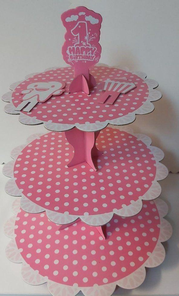 STAND 3 KATLI KARTON PEMBE BEYAZ