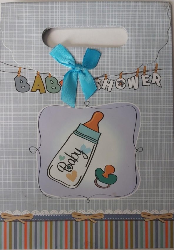 ÇANTA KARTONBABY SHOWER MAVİ