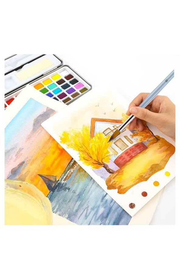 Suluboya Fırçası No:4 1 Adet Sentetik Kıl Sulu Boya Profesyonel Brons Fırça Sanat Ve Hobi Akrilik Boya Guaj Boya - 2