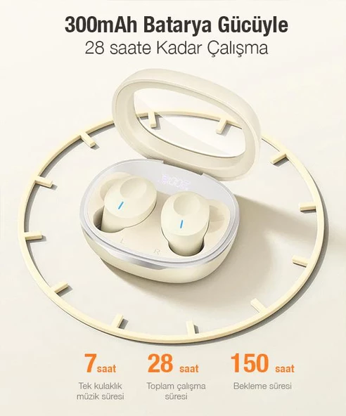 Polham BT5.3V 300Mah Şarjlı Kulakiçi Tasarımlı Bluetooth Kulaklık, Hifi Destekli Mikforonlu Kulaklık - 7
