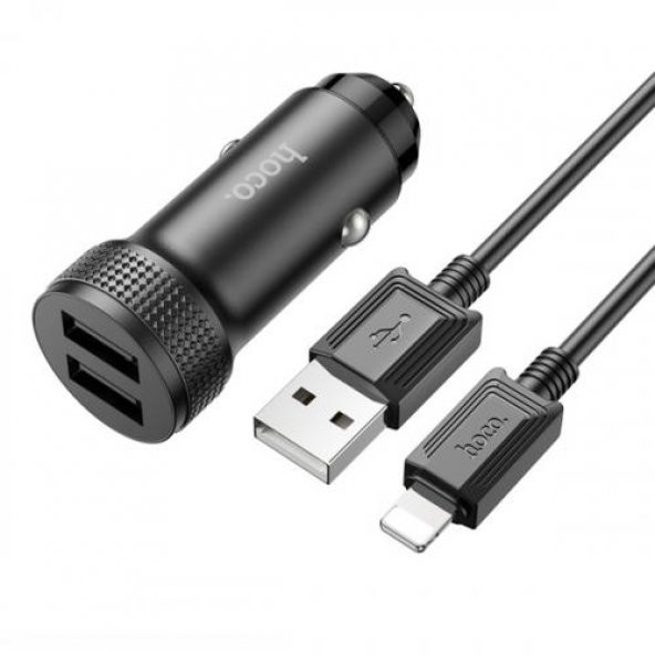 Polham 12/24V Çift USB Girişli 1 MT iPhone Lightning Kablolu Araç Şarjı, Ultra Hızlı ve Akım Korumalı