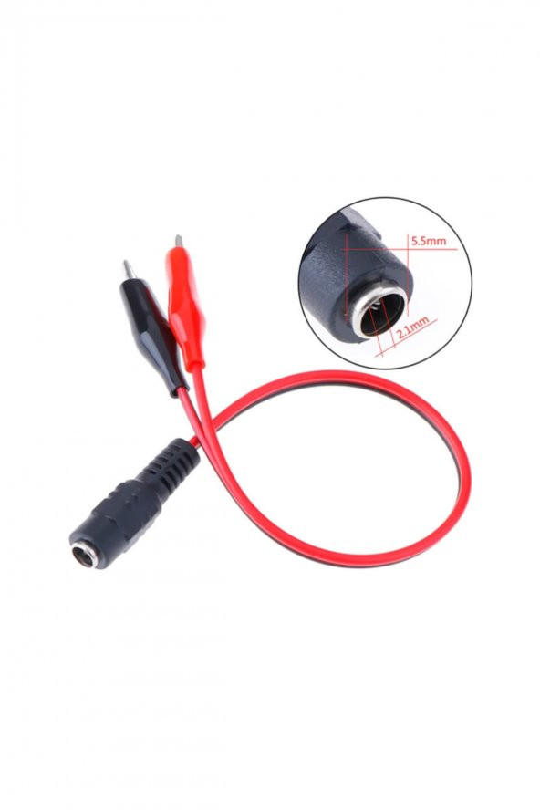 2.1mm Adaptör Krokodil Kablo Standart DC Dişi Güç Kaynağı Timsah