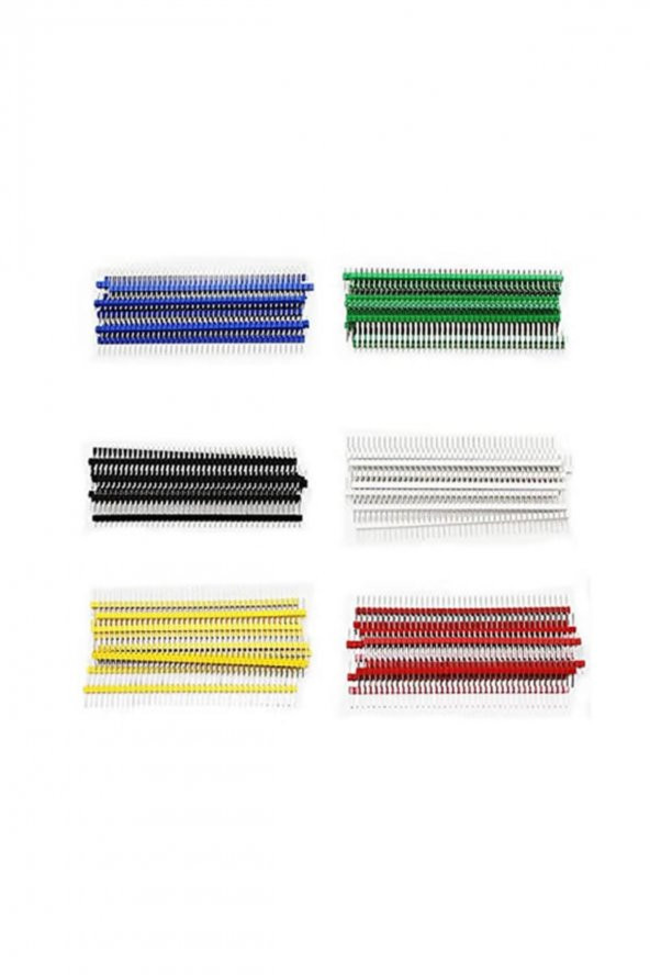 30 Adet 40 Pin Erkek Header Seti  6 Renkli 2.54mm Kırılabilir - 5