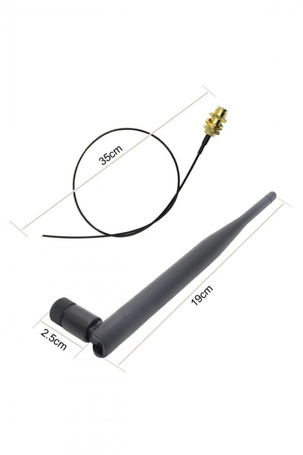 6dBi SMA Erkek Anten 35cm Ipex Kablo Ufl Soket Dual Band 2.4GHz - 8