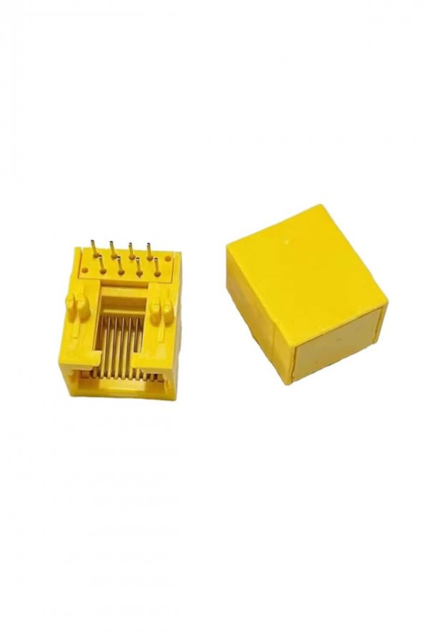 8P8C Plastik Sarı RJ45 Soket Ethernet Bağlantı Soketi 8 Pin Pcb - 5