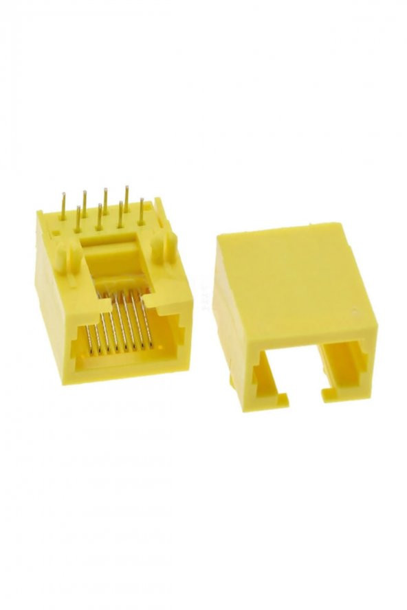 8P8C Plastik Sarı RJ45 Soket Ethernet Bağlantı Soketi 8 Pin Pcb - 7