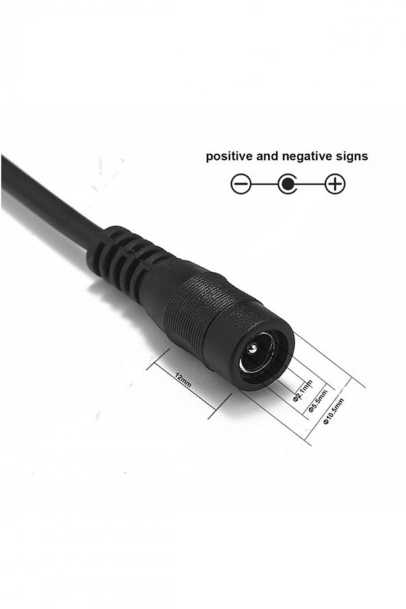 5.5mm x 2.1mm 15cm Dişi Adaptör Kablosu 22Awg 36V 3A Besleme