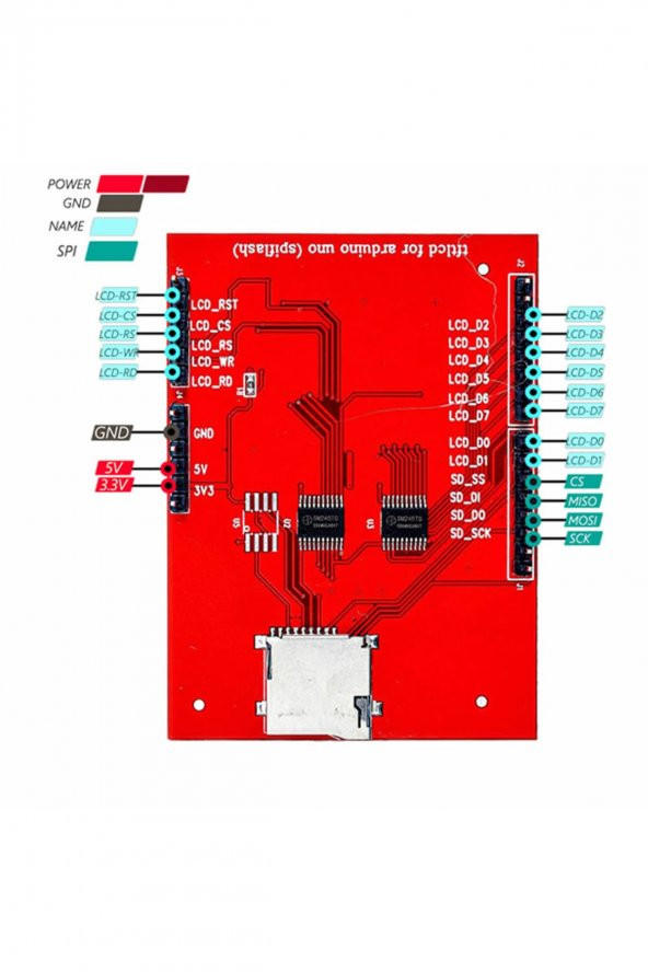 2.4 inch 320x240 TFT Lcd Shield + Resiztif Dokunmatik + MicroSD Soket Reset Butonu 18bit 262K Renk - 4