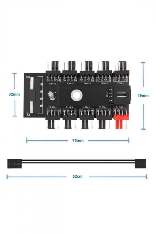 10 Port Fan Çoğaltıcı Hub Kartı IDE Güç Giriş Soketi 12V 3 4 ...