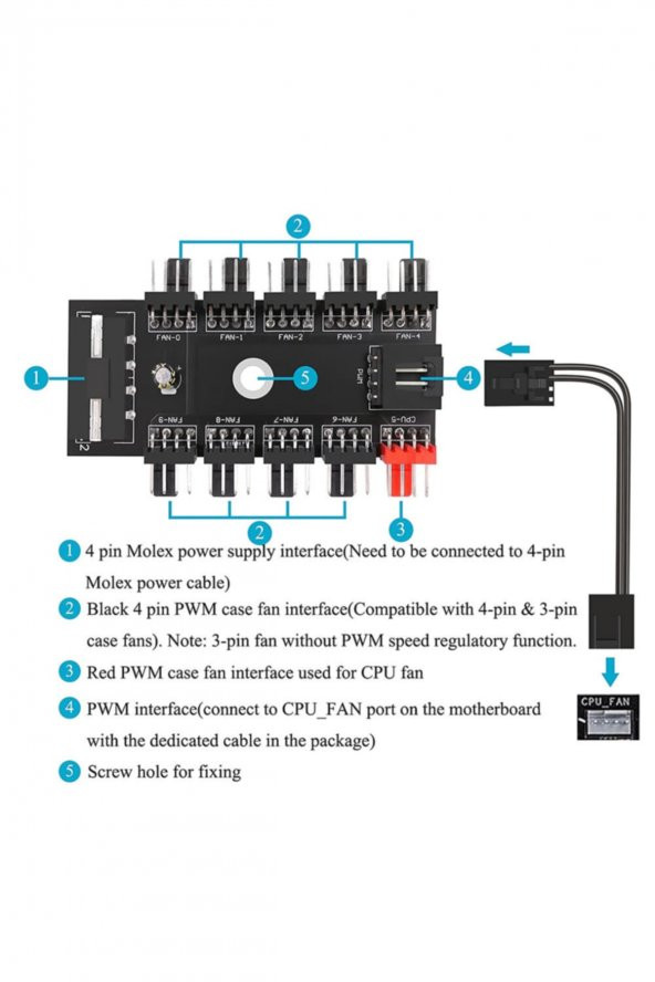 10 Port Fan Çoğaltıcı Hub Kartı IDE Güç Giriş Soketi 12V 3 4 ... - 6