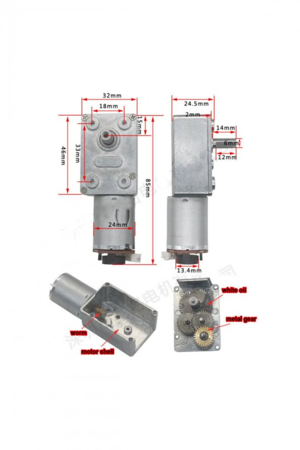JGY-370B DC Motor 12V 30Rpm Enkoderli Redüktörlü Hız Okuyucu Disk - 2