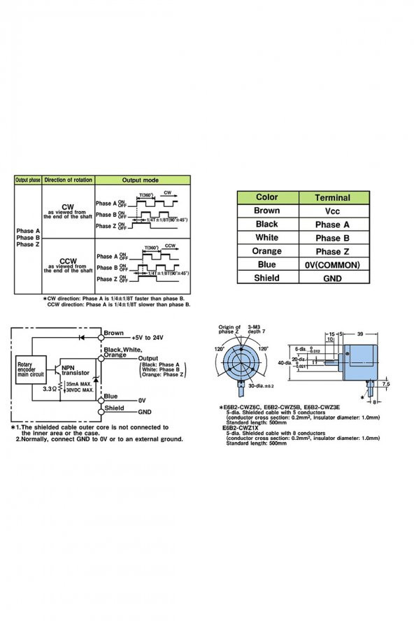 Omron E6B2-CWZ6C Rotary Encoder 500 P/R Rpm - 7