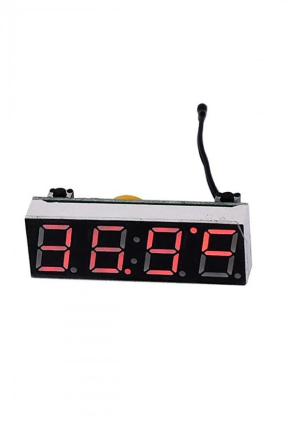 3 Fonksiyonlu Termometre Saat Voltmetre Gösterge Modül  Dijital Zaman Isı Elektronik Ekran Kırmızı - 3