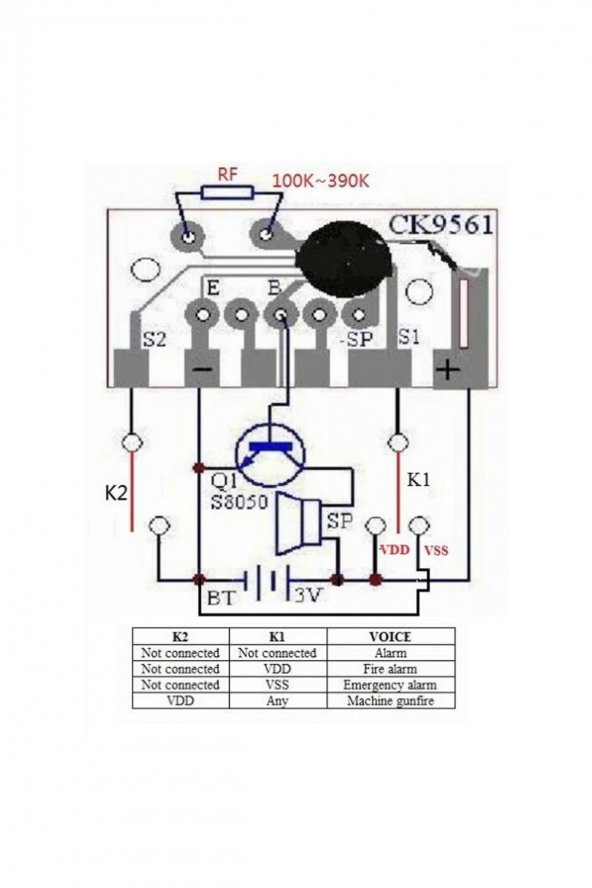 KD9561 CK9561 Ses Kartı 4 Ton Alarm Müzik Modülü Ambulans Yangın - 7
