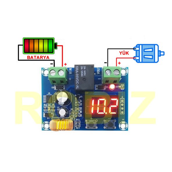 XH-M609 Pil Aşırı Deşarj Koruma Modülü  DC 12/36V Batarya Kurşun Asit Akü Düşük Voltaj Koruyucu Voltmetre