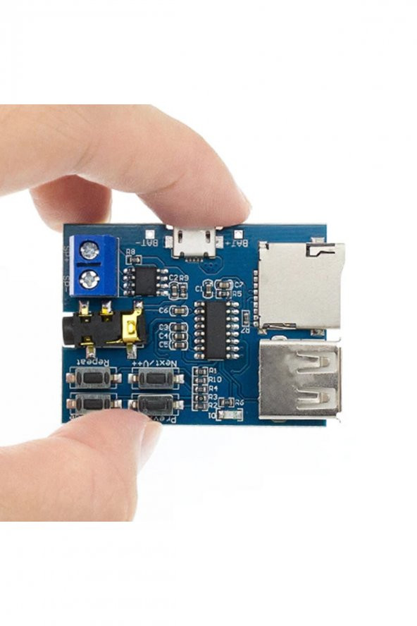 TFU MP3 Wav Ses Müzik Çalma Kartı  3W Amfi Micro SD Usb Flash Okuyucu 3.5mm Ses Soketi Buton Kontrol Micro Usb - Resim 2