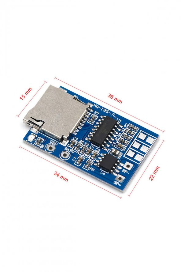 GPD2846A Mp3 Ses Çalma Modülü  Micro Sd Hafıza Kartı 4ohm 2w Amfi 3 Buton Kontrol Ürün - 8