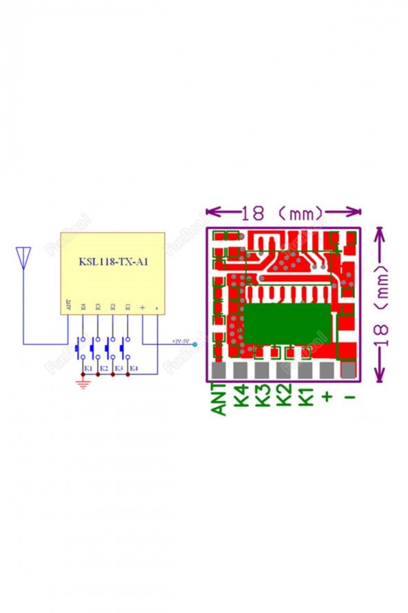 TX118A 4 Kanal 433Mhz Verici Kablosuz Haberleşme 25metre EV1527 - 7