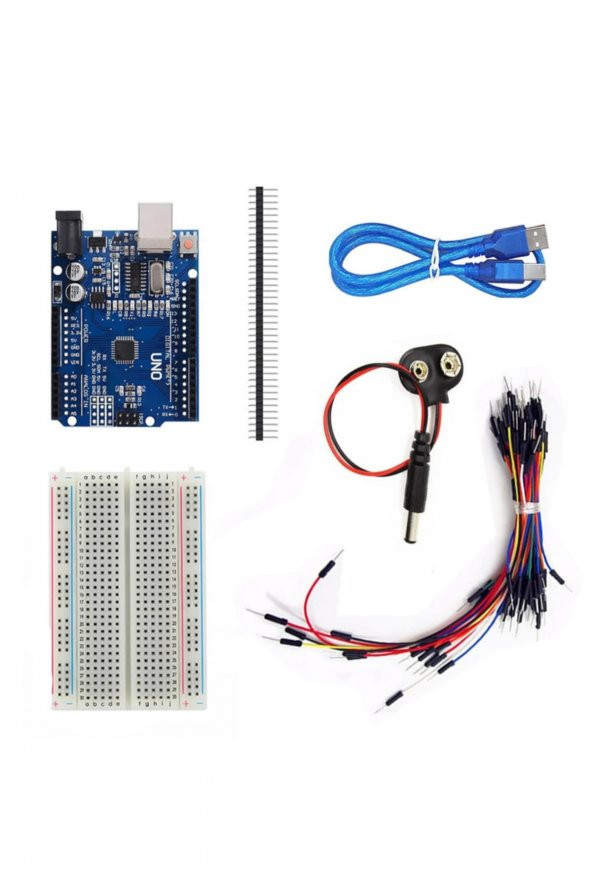 Arduino Uno R3 Başlangıç Seti 70 Parça Breadboard Pil Kablo