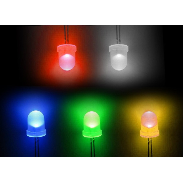 100 Adet 5mm Led Seti 5 Renk Elektronik Işık Kaynağı Lamba Gösterge Uyarı Sinyali Kırmızı Sarı Mavi Yeşil - 3