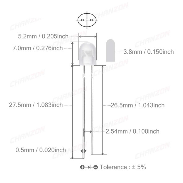 100 Adet 5mm Led Seti 5 Renk Elektronik Işık Kaynağı Lamba Gösterge Uyarı Sinyali Kırmızı Sarı Mavi Yeşil - 8