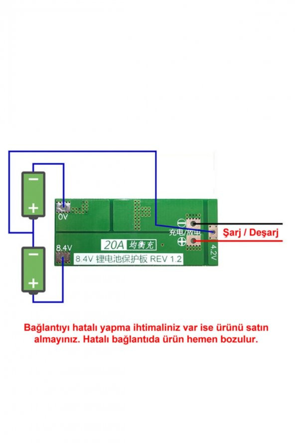 2S 20A Lityum Batarya BMS Koruma Kartı Balans Versiyon Pil Li-ion 18650 8.4V - 2