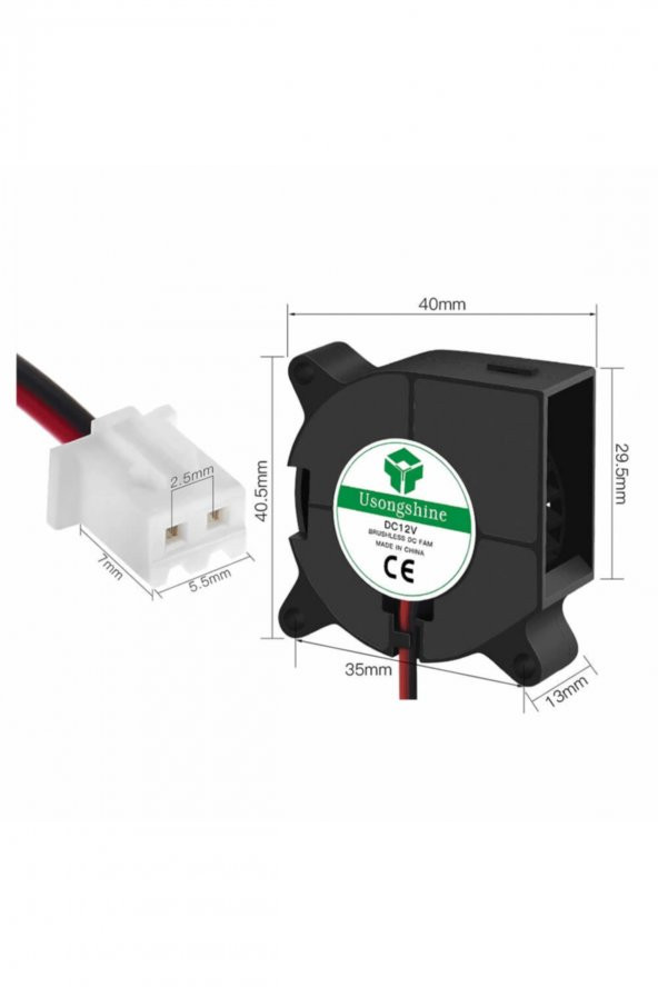 DC 12V 40x40mm Salyangoz Fan Soğutucu Türbin Turbo Radyal Yazıcı