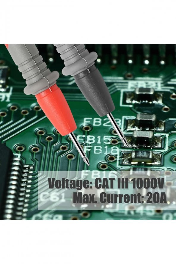 1 Çift Multimetre Probu 1000V 20A  Tüm Multimetreler ile Uyumlu Test Ölçüm Kalosu 1 Metre Voltmetre - 8