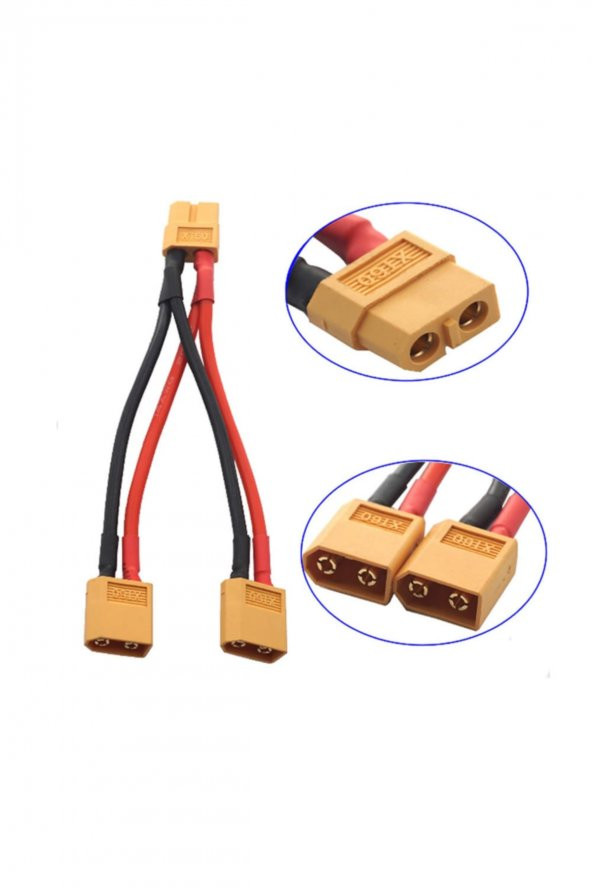 XT60 Konnektörlü Y Tip Birleştirici Kablo 10 cm LiPo Pil Batarya