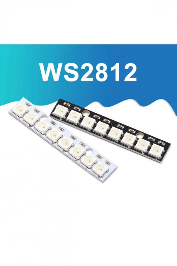 8 Bit NeoPixel WS2812B 5050 Rgb Led Modül  8li 5050 Adreslenebilir Rgb Stick Lamba Strip Kart Full Color - 2