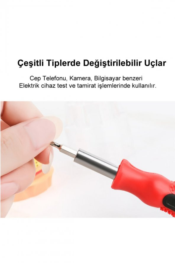 31 Parça Üniversal Çok Amaçlı Tornavida Seti Test Tamirat Çelik - 7