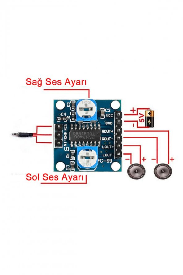 PAM8406 Modül 2 x 5W Sterio Ses Yükseltici Amfi Class D Amfilikat - 2