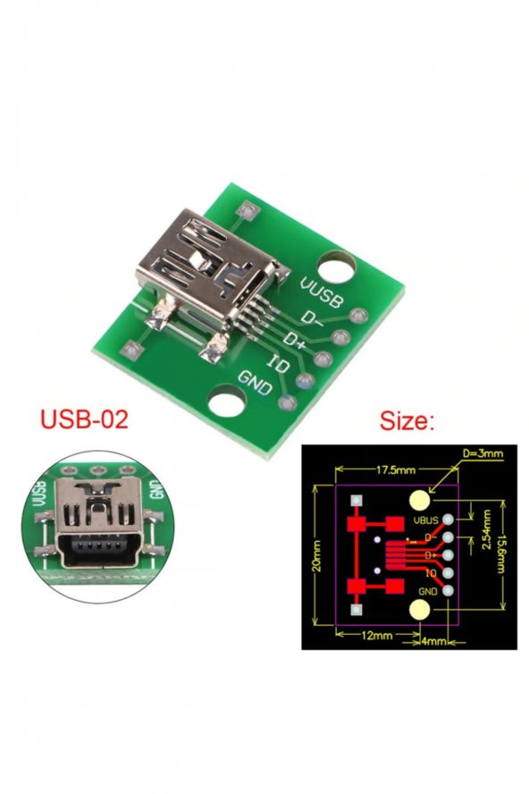 Mini Usb To Dip Çevirici Pcb Usb Haberleşme Deney Prototip 5V Usb