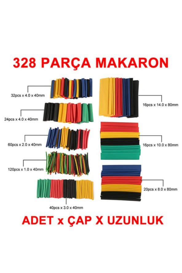 328 Parça Makaron Seti Daralan Makaron Kablo Koruyucu Yalıtım - 7