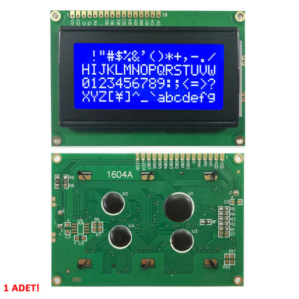 1604A 4x16 Mavi Karakter LCD Modül  Display Ekran 5V Beyaz Arka ışık 16X4 16 X 4 Standart Sol Üst - 2