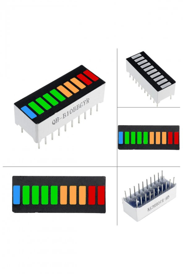 4 Renk Bar Led 10 Segment Akü Batarya Kapasite Doluluk Göstergesi - 3