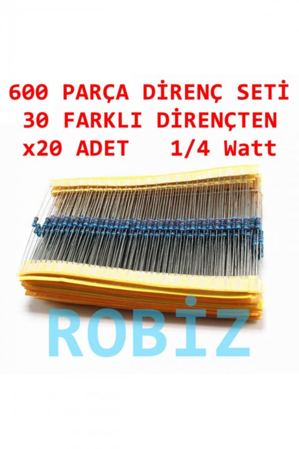 600 Parça Direnç Seti - 0.25W 30 Farklı Dirençten 20şer Adet