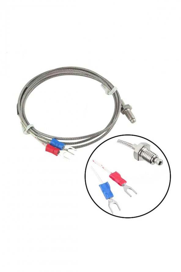 K Tip Thermocouple Sıcaklık Isı Sensörü 1 Metre 0C / 800C  Paslanmaz Çelik M6 Dişli Prob K Tip - 8