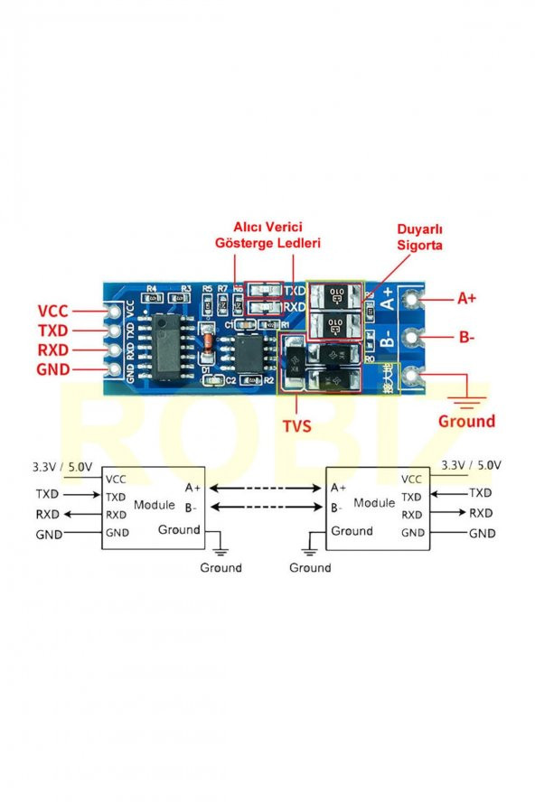 UART TTL to RS485 Modül Otomatik Yön Kontrol AFC  Endüstriyel Tip Com Seri Port Sinyal Çevirici - 8