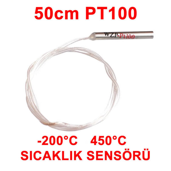 PT100 Platinyum Isı Sıcaklık Sensörü  50cm Su Geçirmez -200C to 450C Metal Koruyucu Dalgıç Prob Termal Direnç