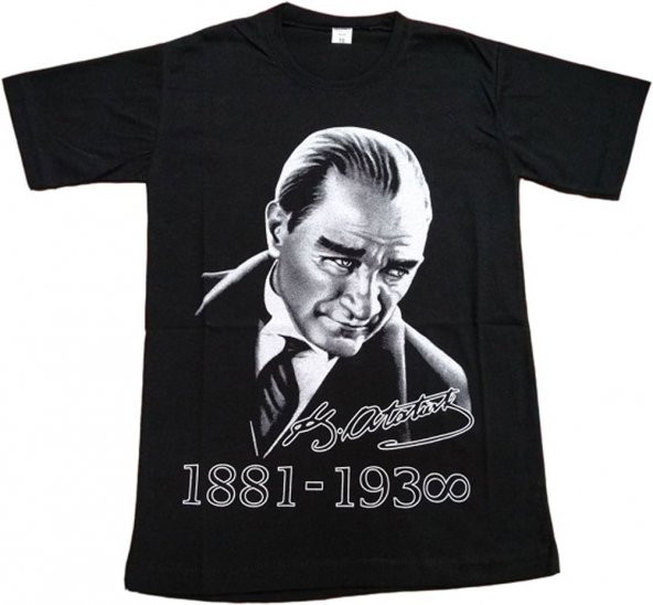 Siyah Renk Atatürk Sonsuzluk Baskılı Çocuk Tişört 2 Yaş 16 Yaş Arası