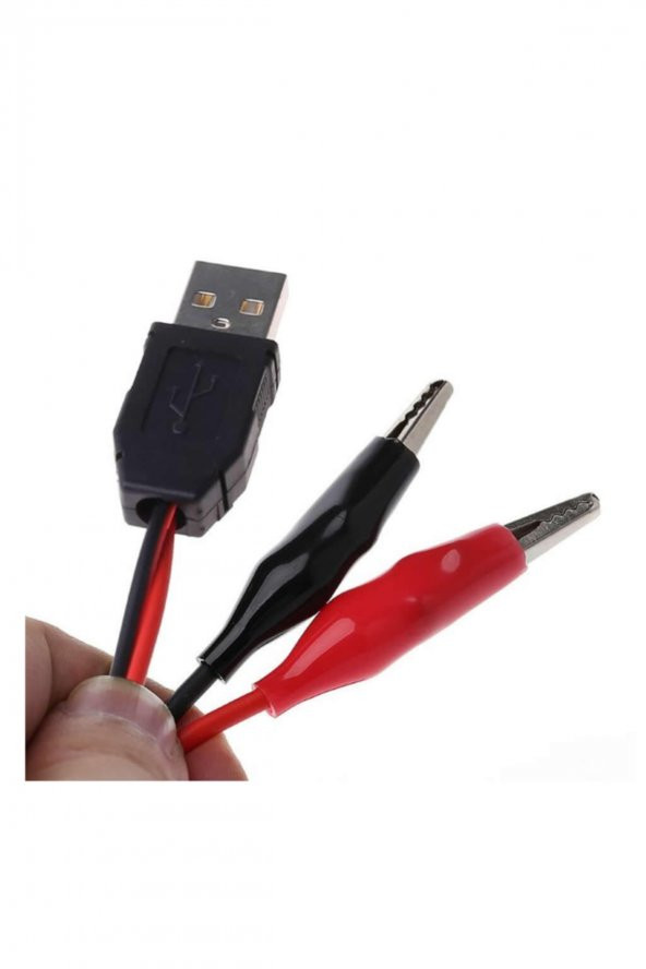 USB Krokodil Çevirici Kablo - 5V Kaynak  Test Kablosu 60cm Max 2A - 2