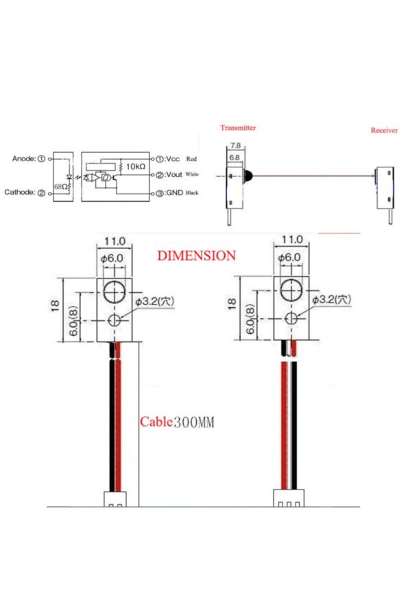 DC 5V Beam Sensör Çift 30cm Engel Algılayıcı Kapı Pencere Fotosel - 8