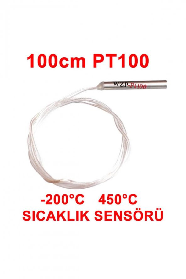 PT100 Platinyum Isı Sıcaklık Sensörü  100cm Su Geçirmez -200C to 450C Metal Koruyucu Dalgıç Prob - 8